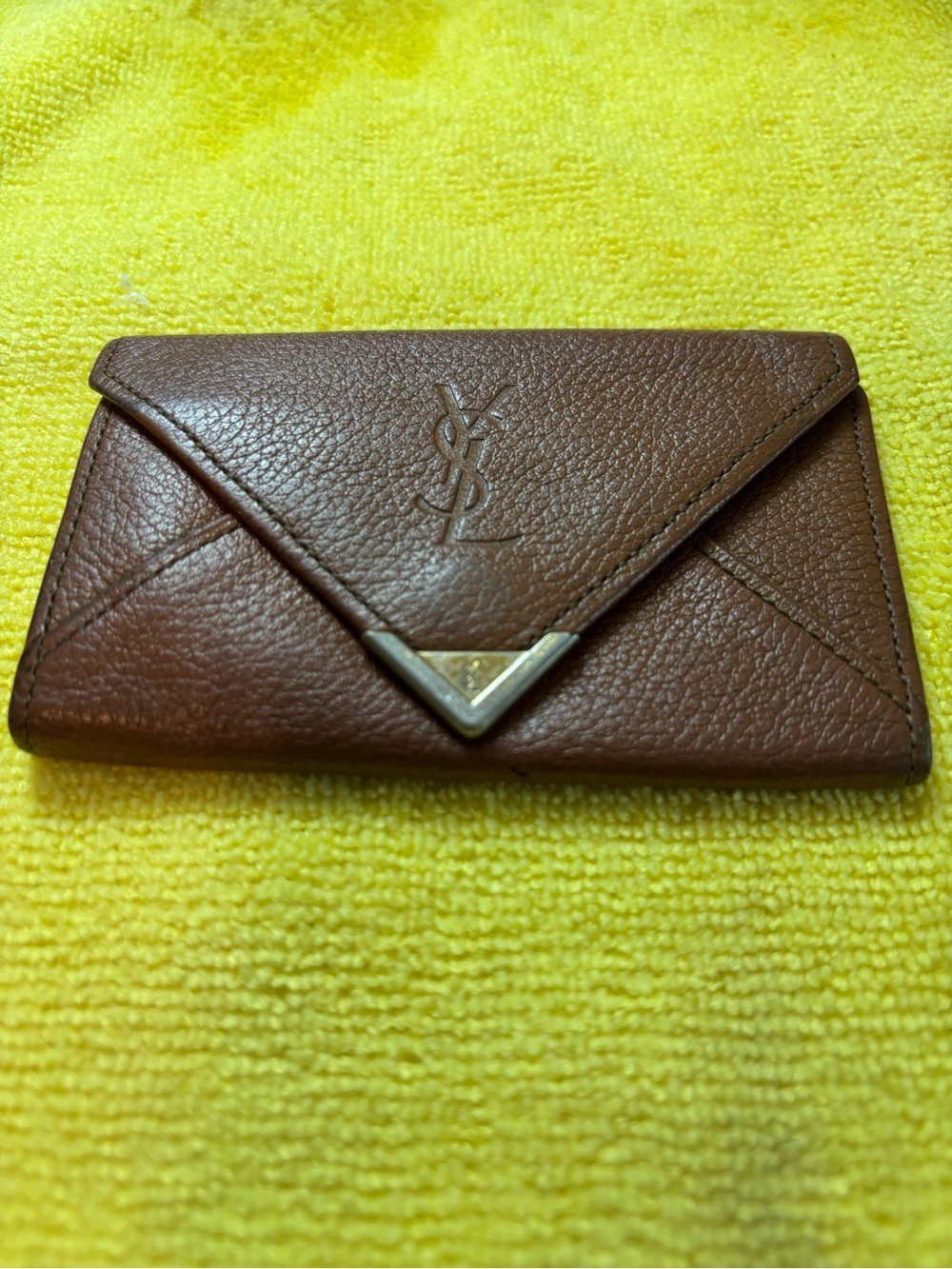 Authentic Vintage Yves Saint Laurent (YSL) Leather Envelope Case - Very Good